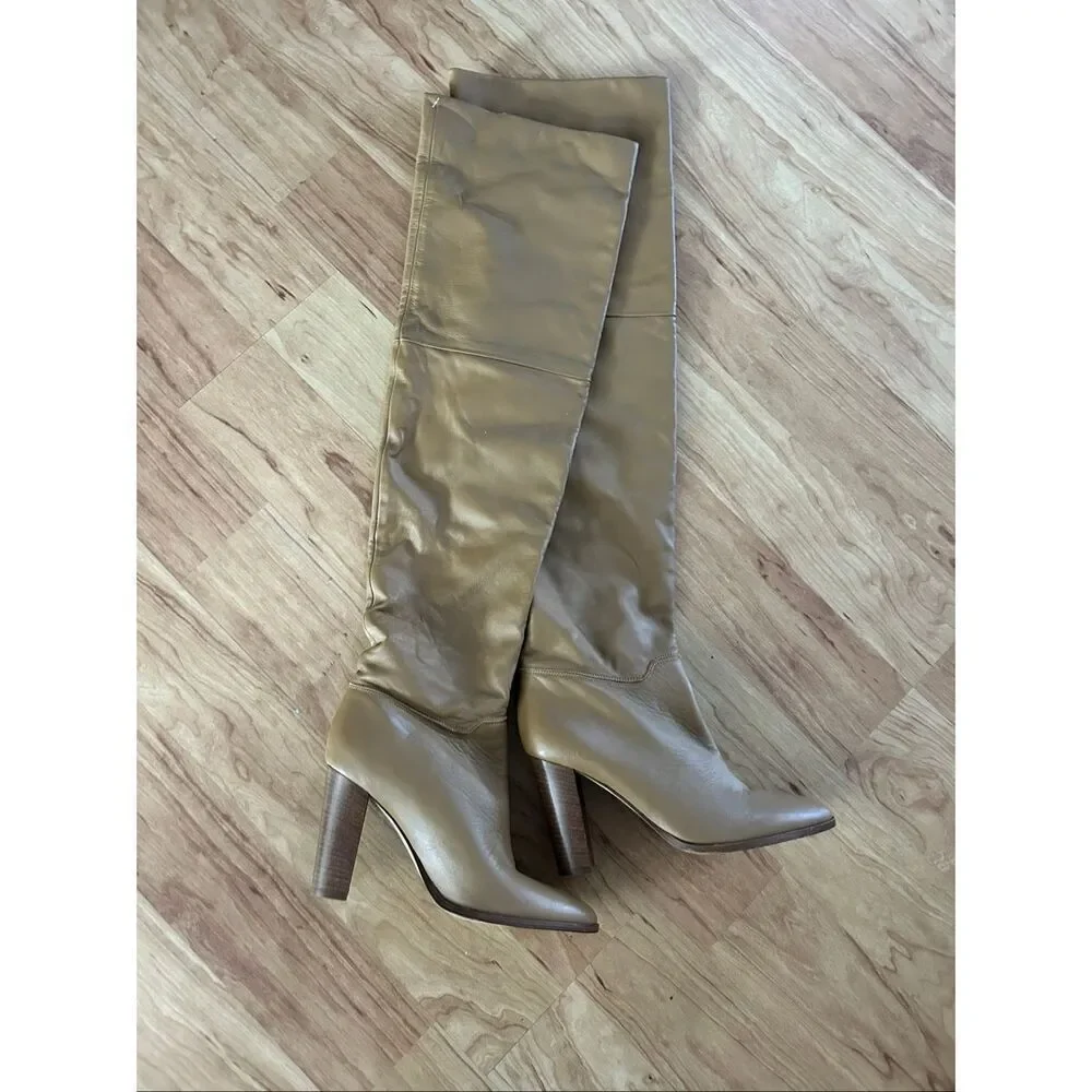 FRAME X Tamara Mellon Boots brown/tan high knee soft leather New no box size 8.5